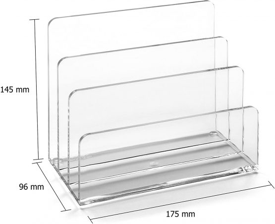 OSCO TS-120394 Acrylic Letter Holder, 145 mm x 175 mm x 96 mm, Clear - Image 4