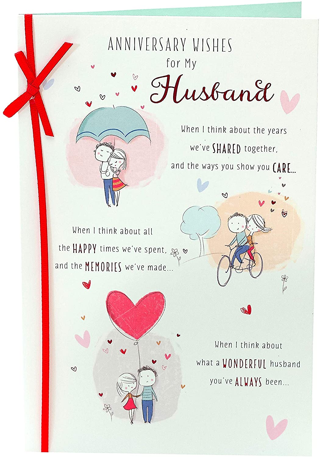 UK Greetings Wedding Anniversary Card for Husband - Sweet Design, Multi, 137 mm x 210 mm - Image 3