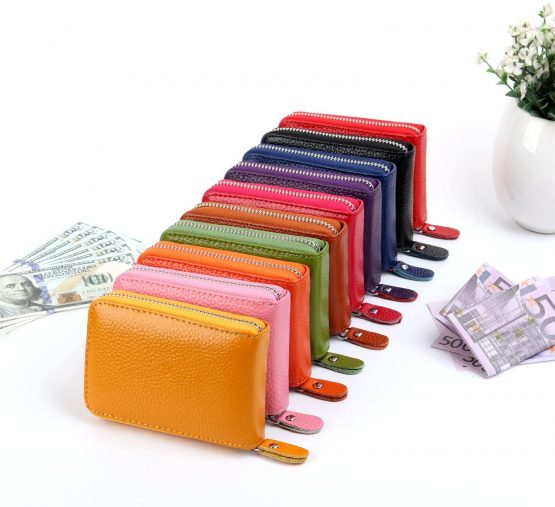 Credit Card Holders Women Ladies Leather Credit Card Wallets for Women Credit Card Holder Women RFID Protector (Pink) - Image 4