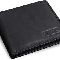 Genuine Black Leather Mens Wallet - RFID NFC Blocking JCB Designer Wallet with Contactless Card Protection Soft Stylish Bifold Design with Zipper Coin Pocket Pouch, The Perfect Gift for Men