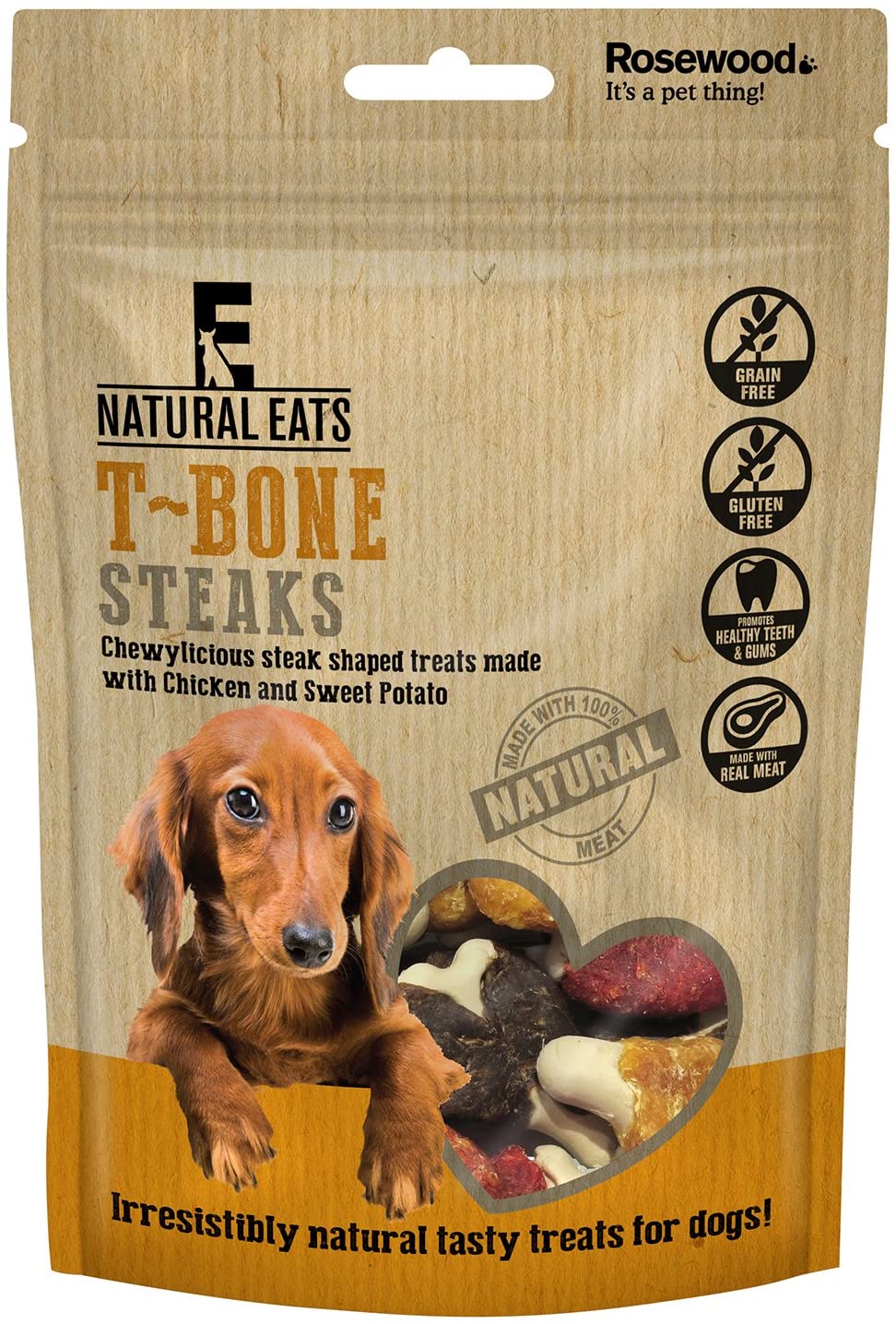 Rosewood Natural Eats TBone Steak Dog Treats 110g, 12 pack SRP (12 x