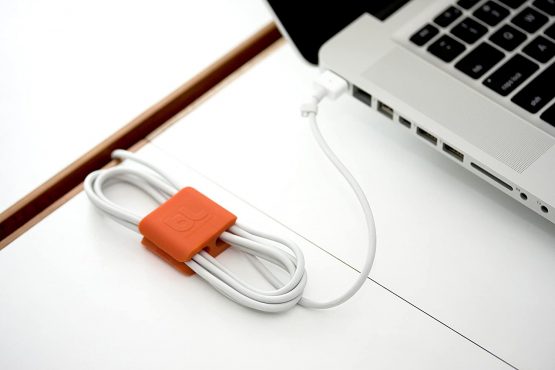 Bluelounge Medium CableClip, Cable Management System in Grey & Orange - 4 Pack - Image 3