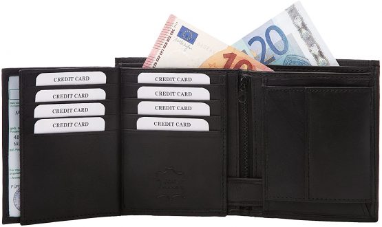 Black Wallet Out of Real Leather in Upright Format from The -WSH91- Series - Image 3