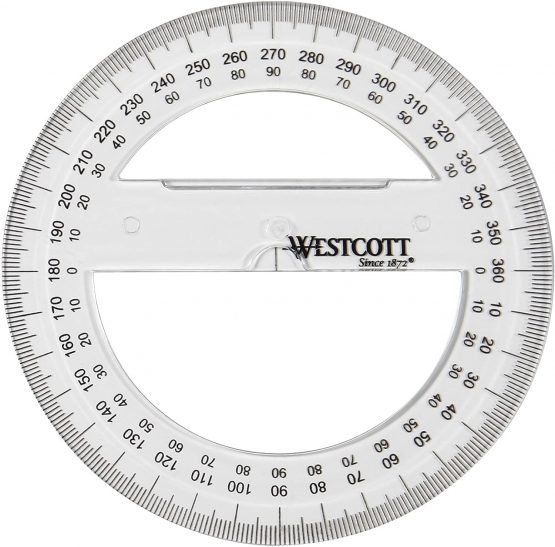 Westcott E-10135 00 Full Plastic Protractor 10 CM transparent