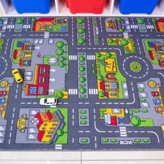 Children's Play Village Mat Town City Car Roads Rug 80cm x 120cm (2'7" x 3'11") - Image 3