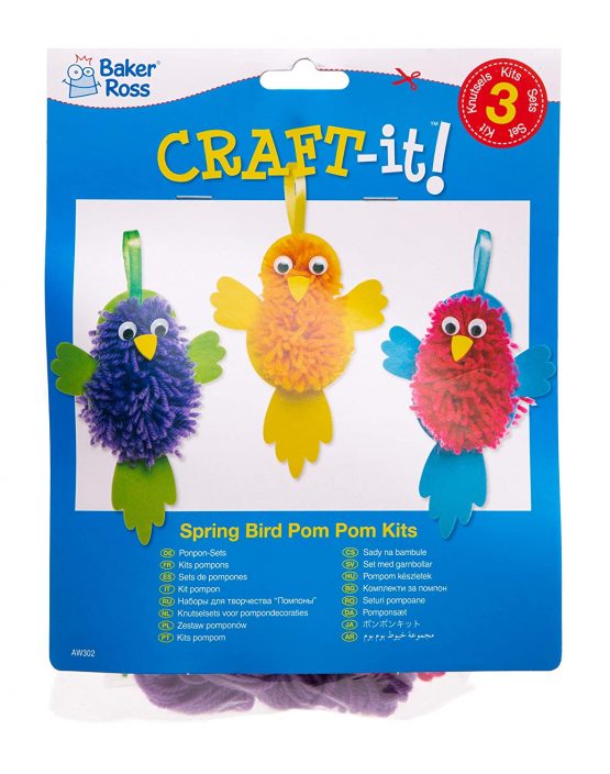 Baker Ross AW302 Spring Themed Bird Pom Pom Kits (Pack of 3) For Kids to Make and Display - Image 4
