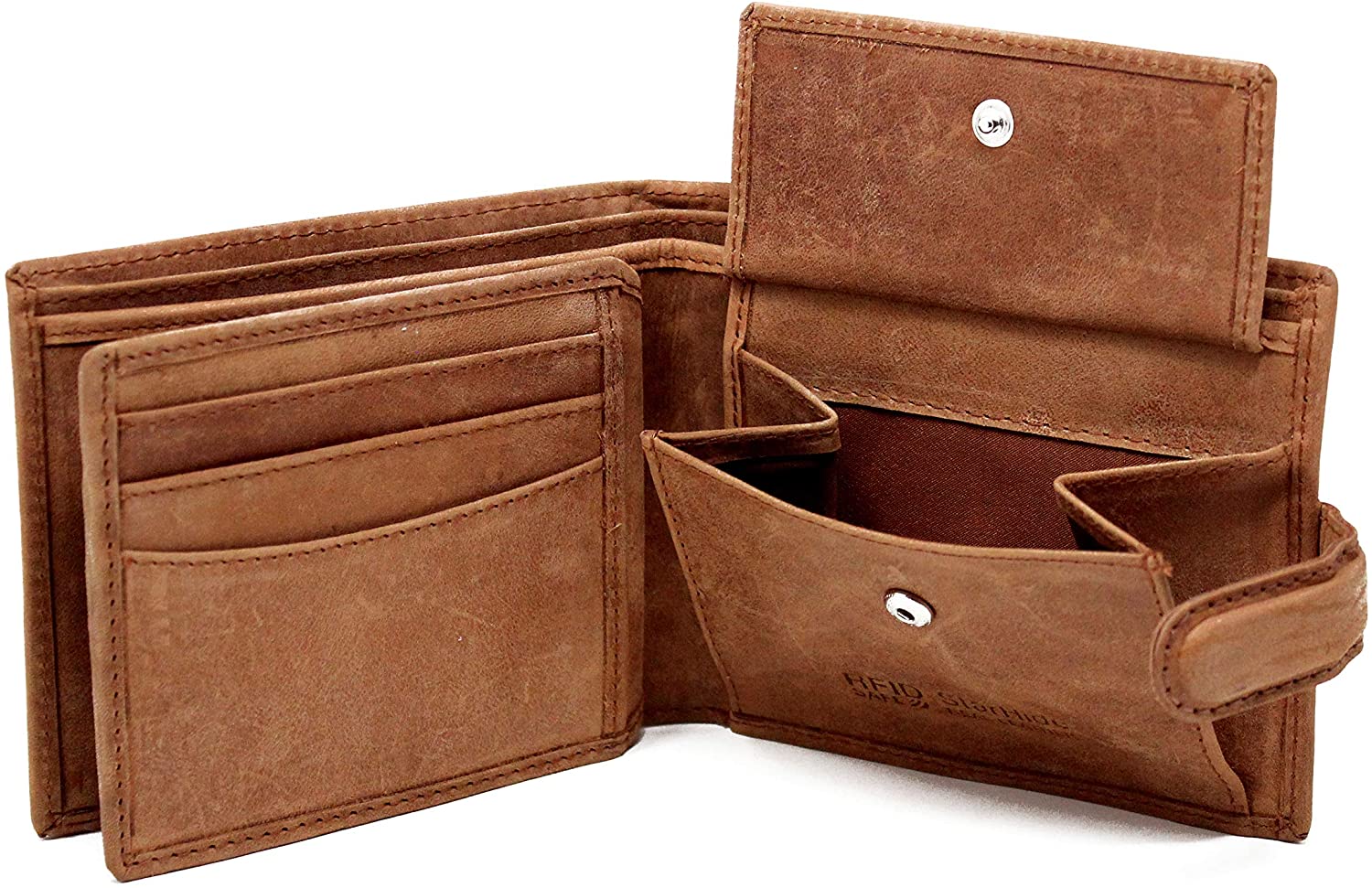 STARHIDE RFID Blocking Wallet, Distressed Hunter Brown, 12cm x 9.5cm - Image 4