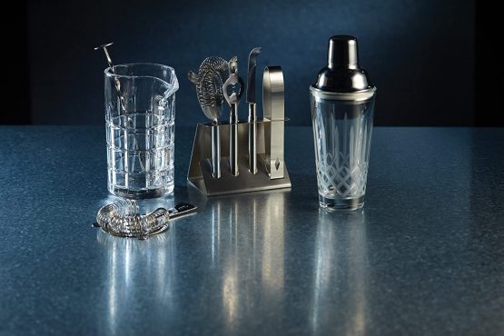 BarCraft BCMIXER KitchenCraft Cut-Glass Cocktail Mixing Glass with Stirring Spoon and Strainer, Includes Recipe Booklet and Gift Box, 3 Piece Set, 9.5 x 11 x 16.5 cm - Image 2