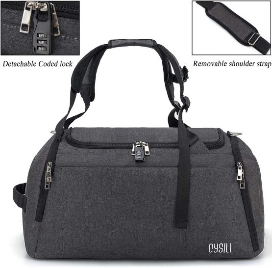 BonClare Sports Duffle Bag with Shoes Compartment and Wet Pocket, 42L Waterproof Gym Bag for Men and Women, Durable Travel Duffel Bag with Shoulder Strap and Combination Lock - Image 3