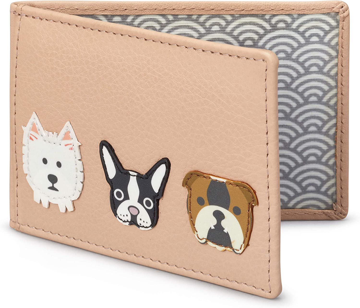 Yoshi Dog Applique Leather Travel Pass/Oyster Card Holder (Frappe)