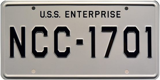 Celebrity Machines Star Trek | NCC-1701 | Metal Stamped License Plate