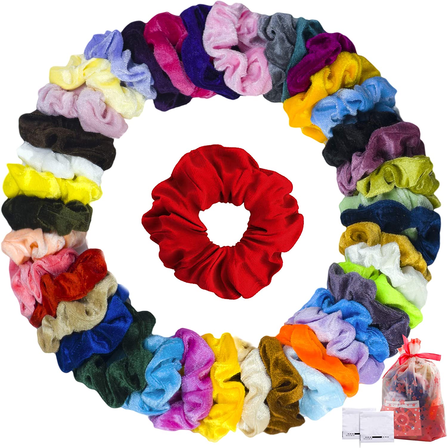 XATMAX 40 Velvet Scrunchies for Girls Soft Visco Scrunchies Flexible