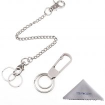 Wisdompro Keychain, 2 Pack Heavy Duty Keychain (One 8 Inch Pocket Keychain for Keys & Wallets and One Stainless Steel Key-Clips with Belt Hook)
