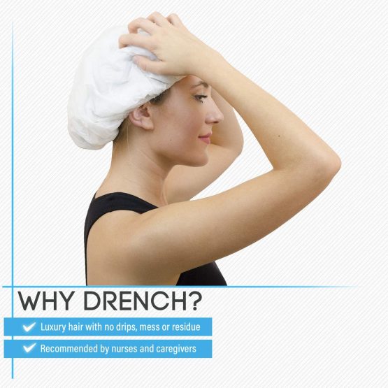 Drench No Water Shampoo Caps [5-Pack] - Waterless Shampoo and Conditioner - Dry Hair Wash Caps for The Elderly or Bedridden - Contains Aloe Vera, Vitamin E and Provitamin B5 - Image 2