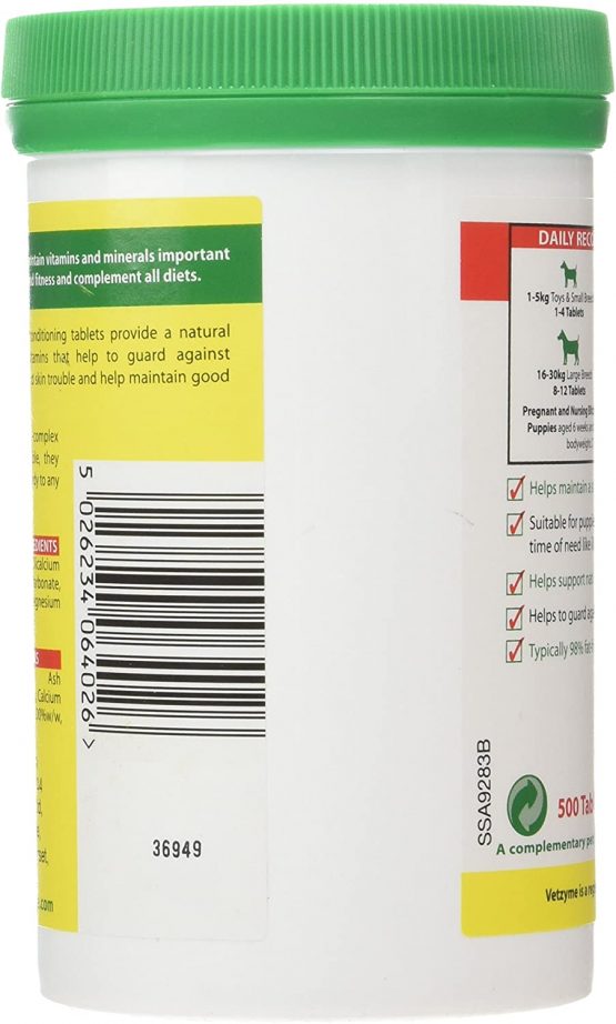 Vetzyme | Conditioning Dog Supplements, Promotes Health & Vitality | Supports Immune System | Nutritional Savoury Treat (500 Tablets) - Image 3