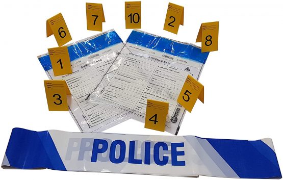 Kobe1 Police,Crime Scene Kit: Police Tape (6mx1),Evidence Bags (x2),Photo Evidence Frames(7cm x 4cm Folded) (Frames 1-10)
