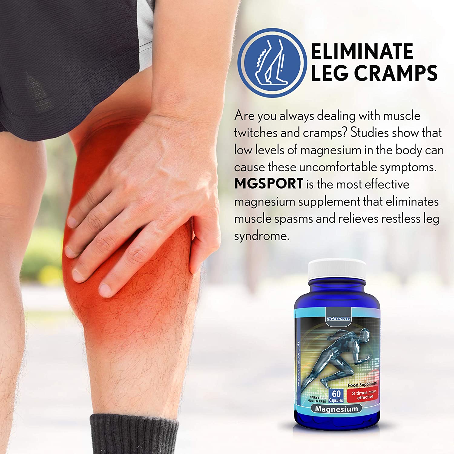 High Absorption Magnesium for Leg Cramps and Sore Muscles, Restless Leg