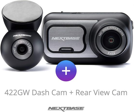 Nextbase 422GW Dash Cam Front and Rear Camera- Full 1440p/30fps Quad HD In Car Camera- WiFi Bluetooth GPS- Alexa Built-in- Night Vision- intelligent Parking Mode- 280° / 360 Dual 6 Lane Wide Recording