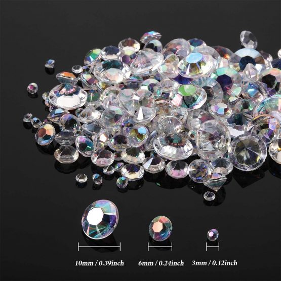 4000 Pieces Table Confetti 3 Sizes Wedding Crystals Acrylic Diamonds Rhinestones Vase Fillers for Birthday Baby Shower Party Tables (Crystal AB) - Image 2