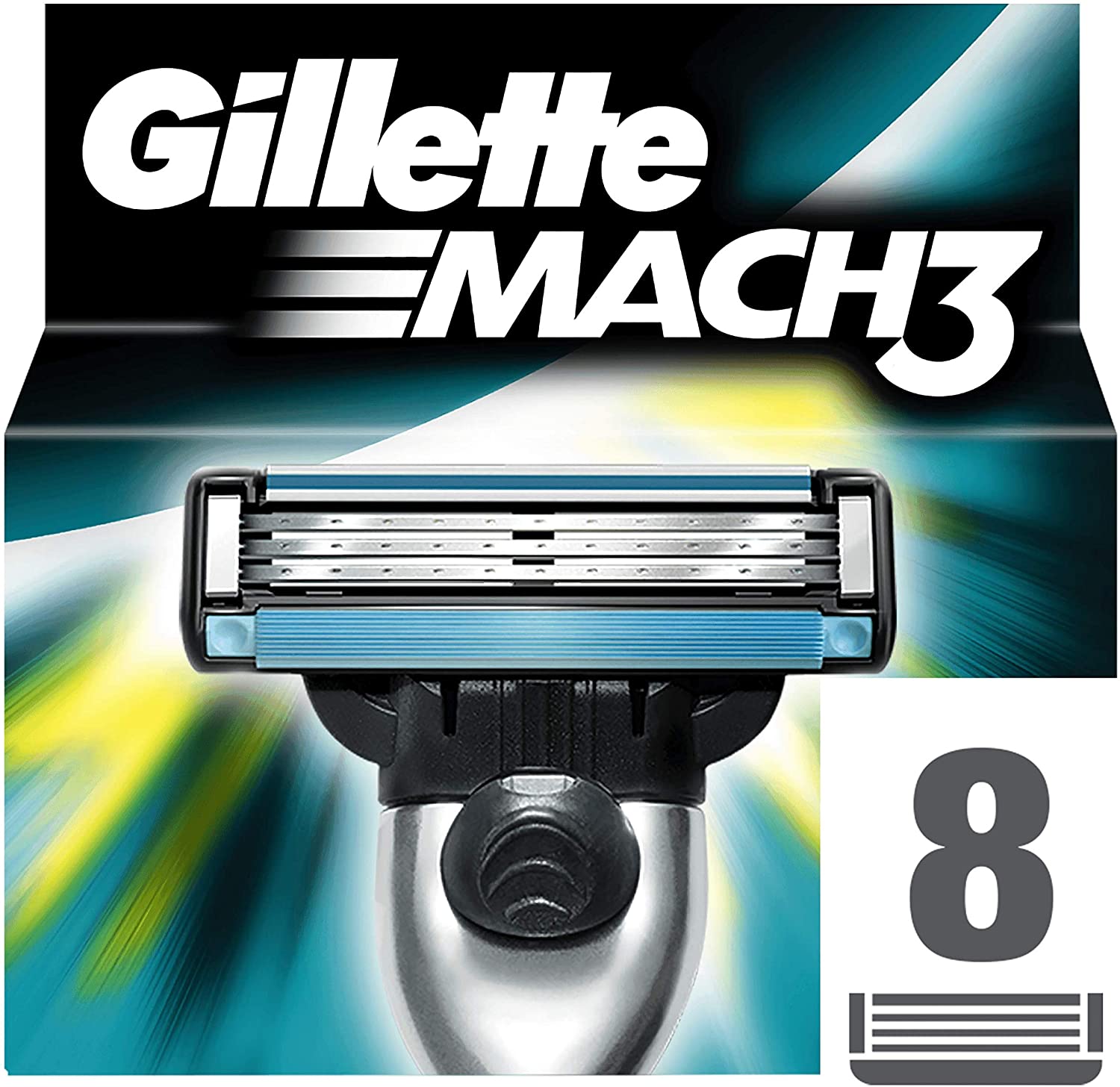 Gillette razor blades Mach3, for men 8 pieces, XL, 8 count (Pack of 1)