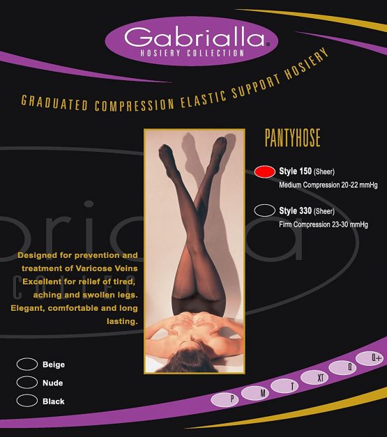 GABRIALLA 20-22 mmHg Queen Beige/Black/Nude H-150 Sheer Pantyhose Compression - Pack of 3 - Image 3