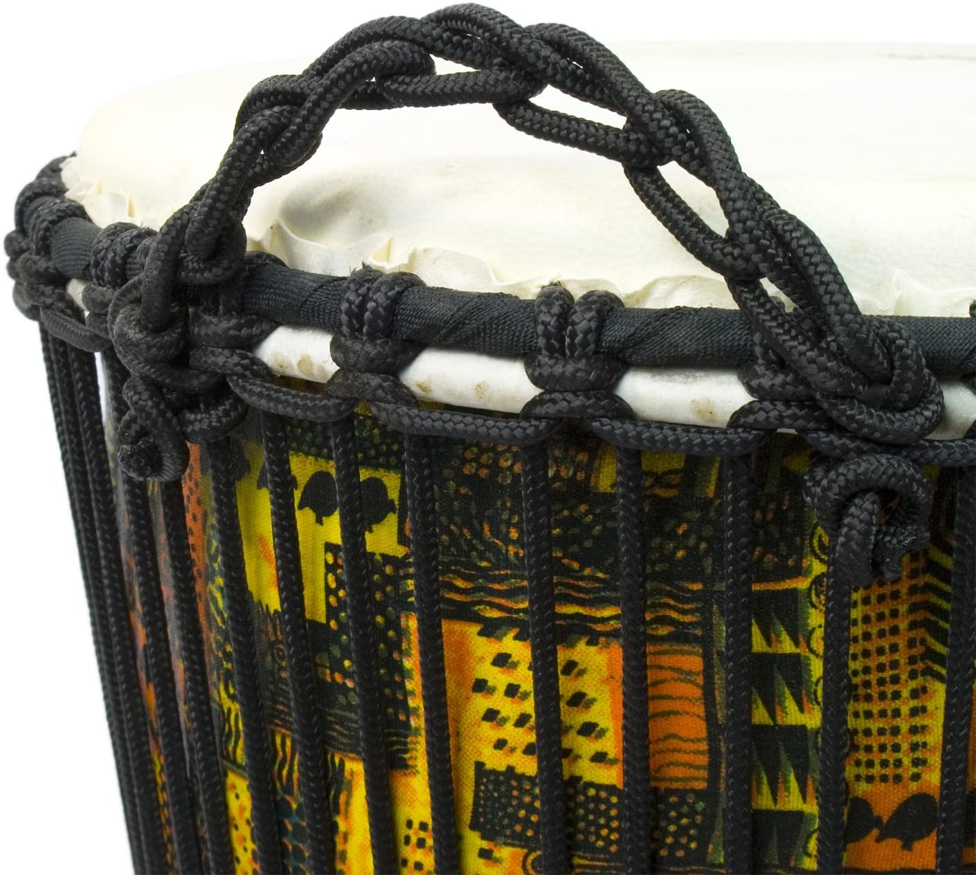 World Rhythm 11 Inch Rope Tuned Djembe Drum - Orange African Synthetic Hand Drum - Image 2