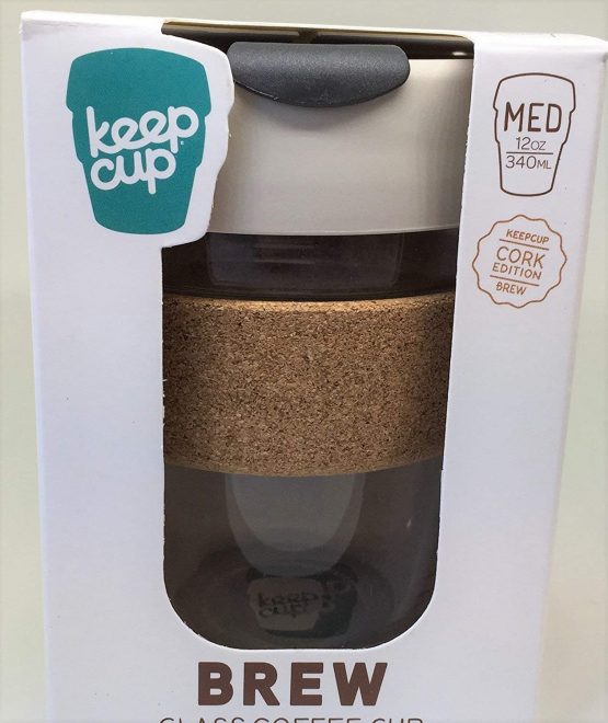 KeepCup Brew, Reusable, Tempered Glass Cup with Cork Band, Grey, 12oz - Image 3