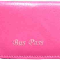 Lorenz Leather Effect Grained PU Bus Pass Cover Holder with Zip up Coin Pocket (Pink)