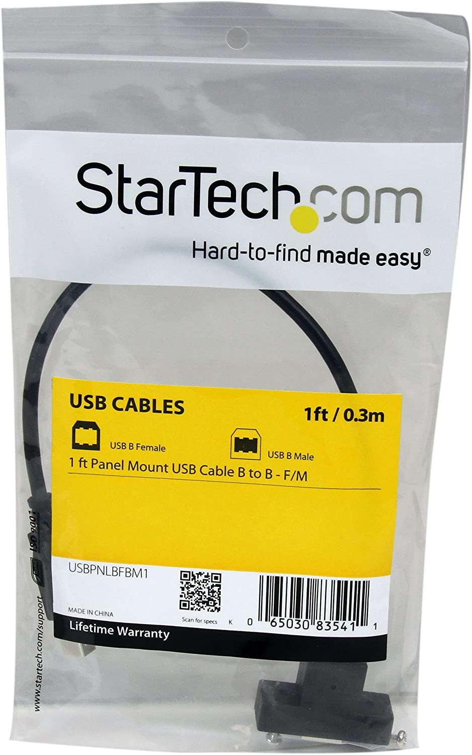 StarTech.com USBPNLBFBM1 1 ft Panel Mount USB Cable B to B, F/M, USB Cable, USB Type B (F) to USB Type B (M), USB 2.0 - Image 4