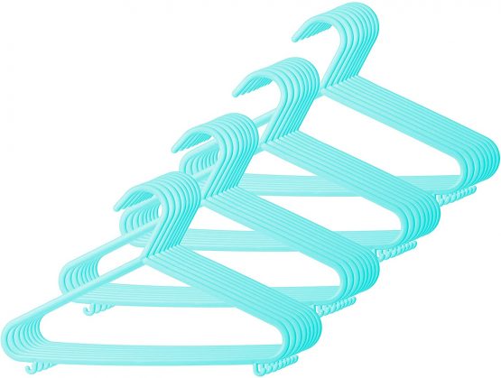 Bieco Hangers Baby Child Hanger Baby Hangers Plastic Hangers for Wardrobe Storage Cabinet Length 29.5cm, 32 Pieces, Turquoise, Narrow, ArtN 90032153