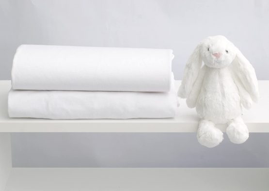 Bloomsbury Mill - 2 Pack - 100% Organic Cotton Fitted Sheets - Soft and Breathable Jersey Cotton Sheets - Cot Baby Sheets - Plain White - 60 cm x 120 cm - Image 2