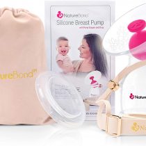 NatureBond Silicone Breastfeeding Manual Breast Pump Milk Saver Suction | Bonus Pump Strap, Stopper, Cover Lid, Pouch, Air-Tight Vacuum Sealed in Hardcover Gift Box. BPA Free.