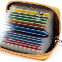 Credit Card Holder Wallets for Women Men Leather 26 Card Slots (Yellow)