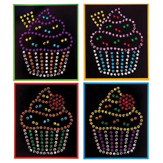 Baker Ross AT532 Cupcake Sequin Craft Picture Kits - Pack of 5, For Children to Decorate and personalize Arts Projects, Ideal Groups, Home Crafting, Class Room Activities - Image 2