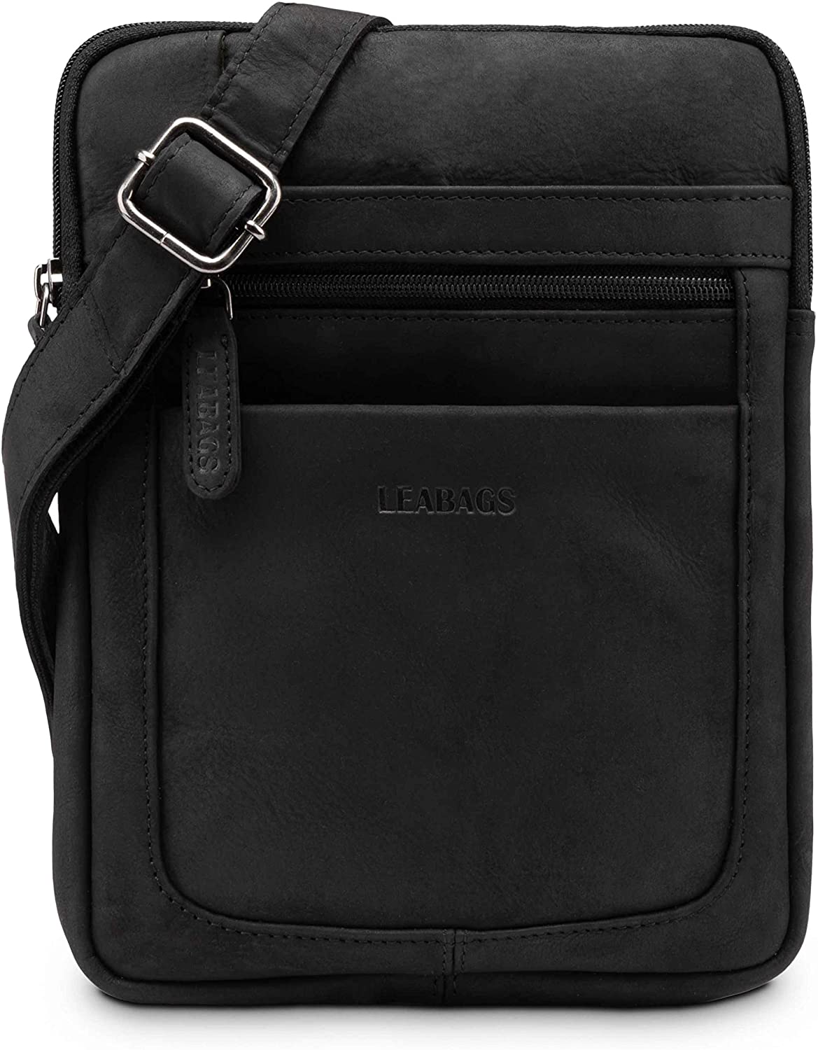 LEABAGS Detroit Leather Shoulder Bag I Small Genuine Buffalo Leather Shoulder Bag with Vintage Look I Messenger Bag I Office Bag I Business Bag I Men's Handbag I 21x26x2 cm