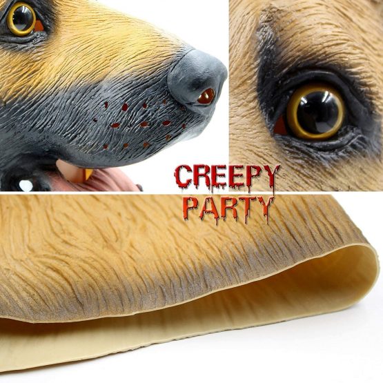 CreepyParty German Shepherd Dog Head Mask Latex Realistic Animal Head for Halloween Costume Party Carnival Cosplay - Image 4
