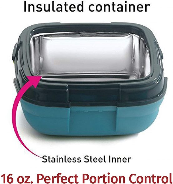 Lunch Box - Pinnacle Insulated Leak Proof Lunch Box for Adults and Kids - Thermal Lunch Container With NEW Heat Release Valve 16 oz ~Set of 2~ Blue-Green - Image 4