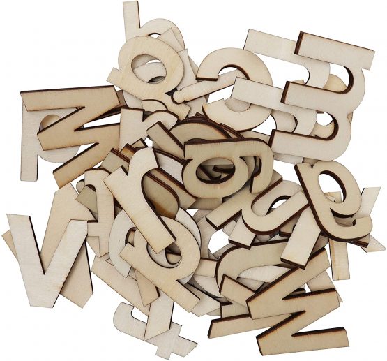 Handi Stitch Unfinished Wooden Letters & Numbers (124 Pieces) - 52 Capital & 52 Lowercase (A-Z) Alphabet Letters - 20 (0-9) Numbers - DIY Wood Pieces for Learning, Decor & Crafts - Image 4