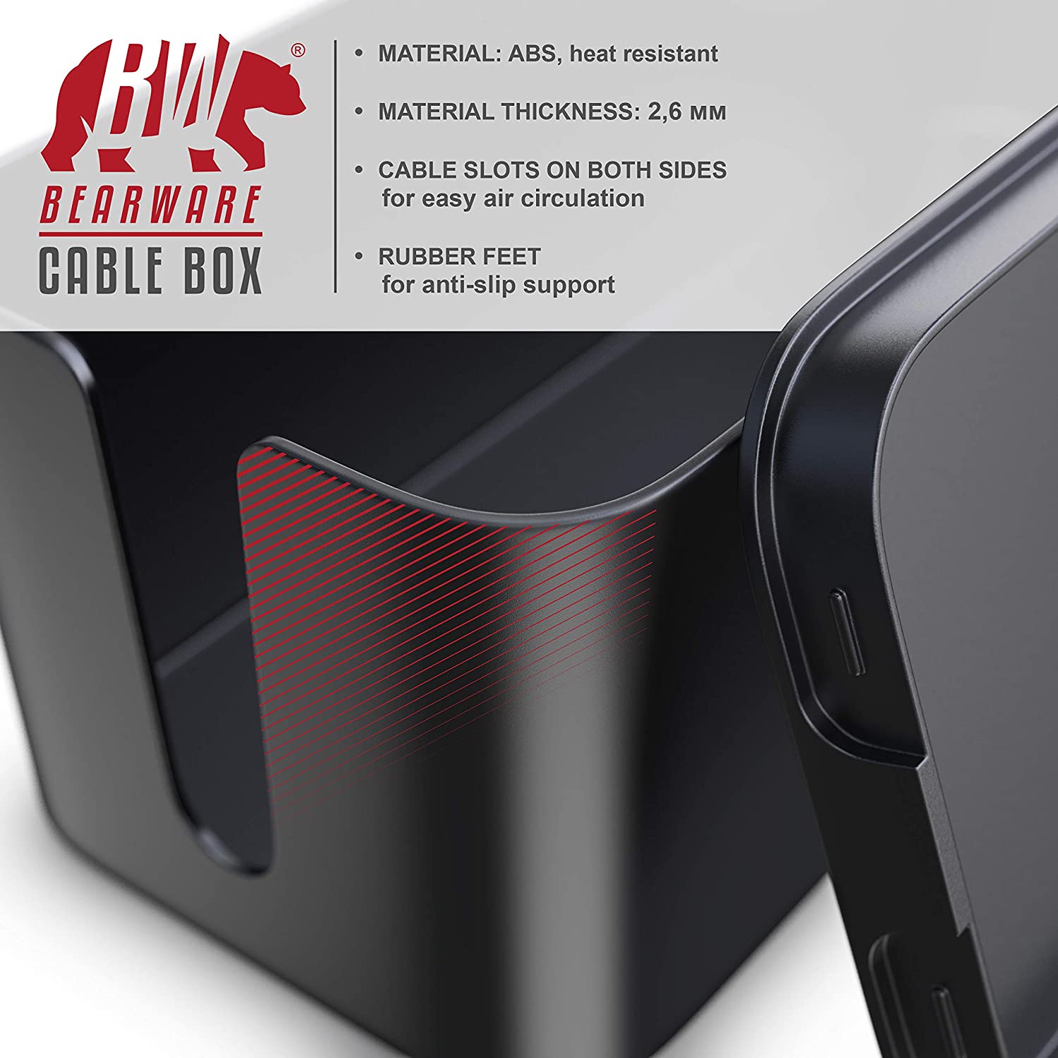 Bearware, Cable Tidy Box, Cable Management Box, Cable Organizer, Cable Box, Box for covering cables - Image 3