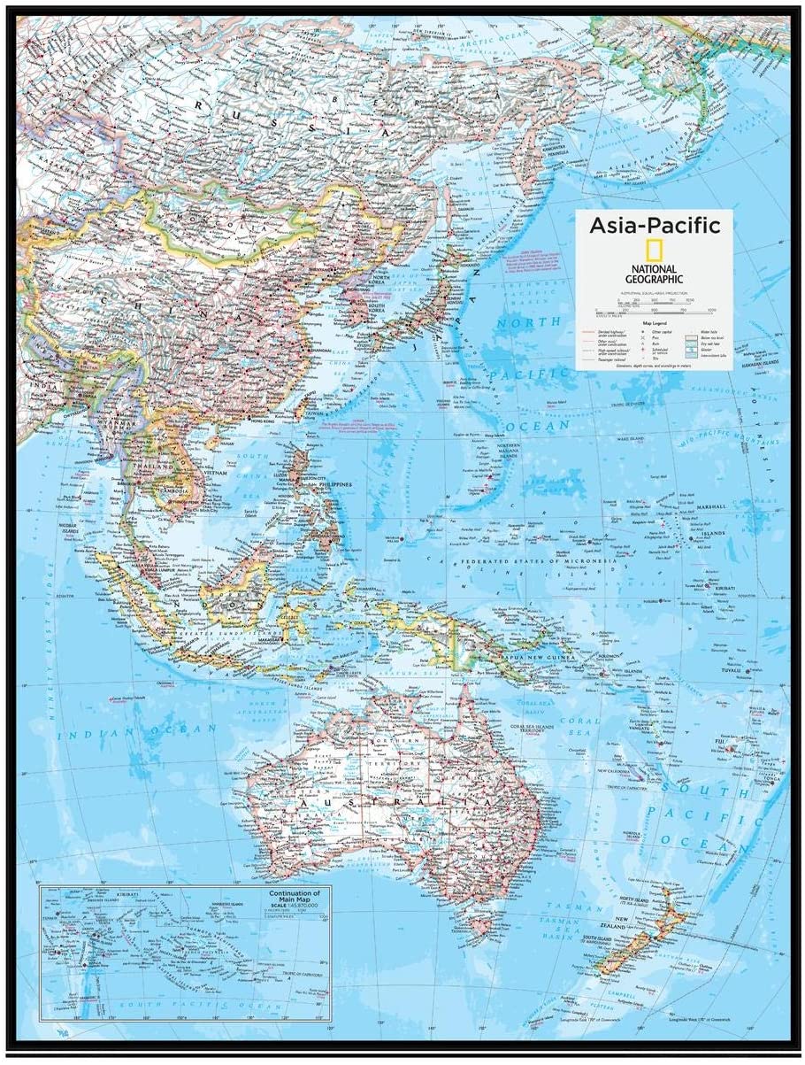 National Geographic: Asia-Pacific Wall Map - 20 x 26 inches - Paper Rolled, full color