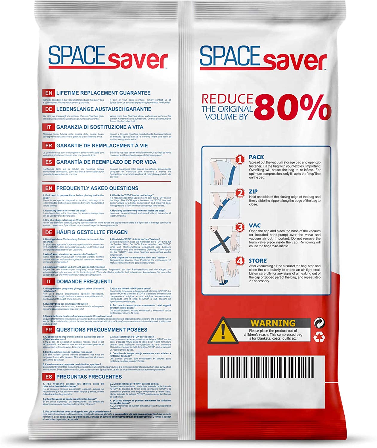 Spacesaver Jumbo Vacuum Storage Bags for Clothes, 100 x 80 cm Vacuum Bags and Space Saver for Comforters and Blankets - Image 3