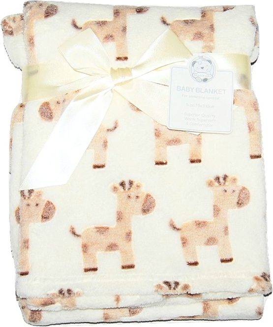 Baby Boy Girl Unisiex Soft Fleece Wrap Blanket Pram Cot Crib Moses Basket Giraffe