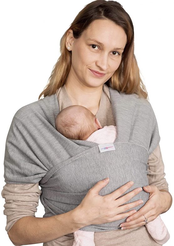 Baby Sling | Baby Wrap Carrier | Newborn to 35 lbs Infant with 3 Carrying Positions | 95% Cotton 5% Spandex - Dark Grey