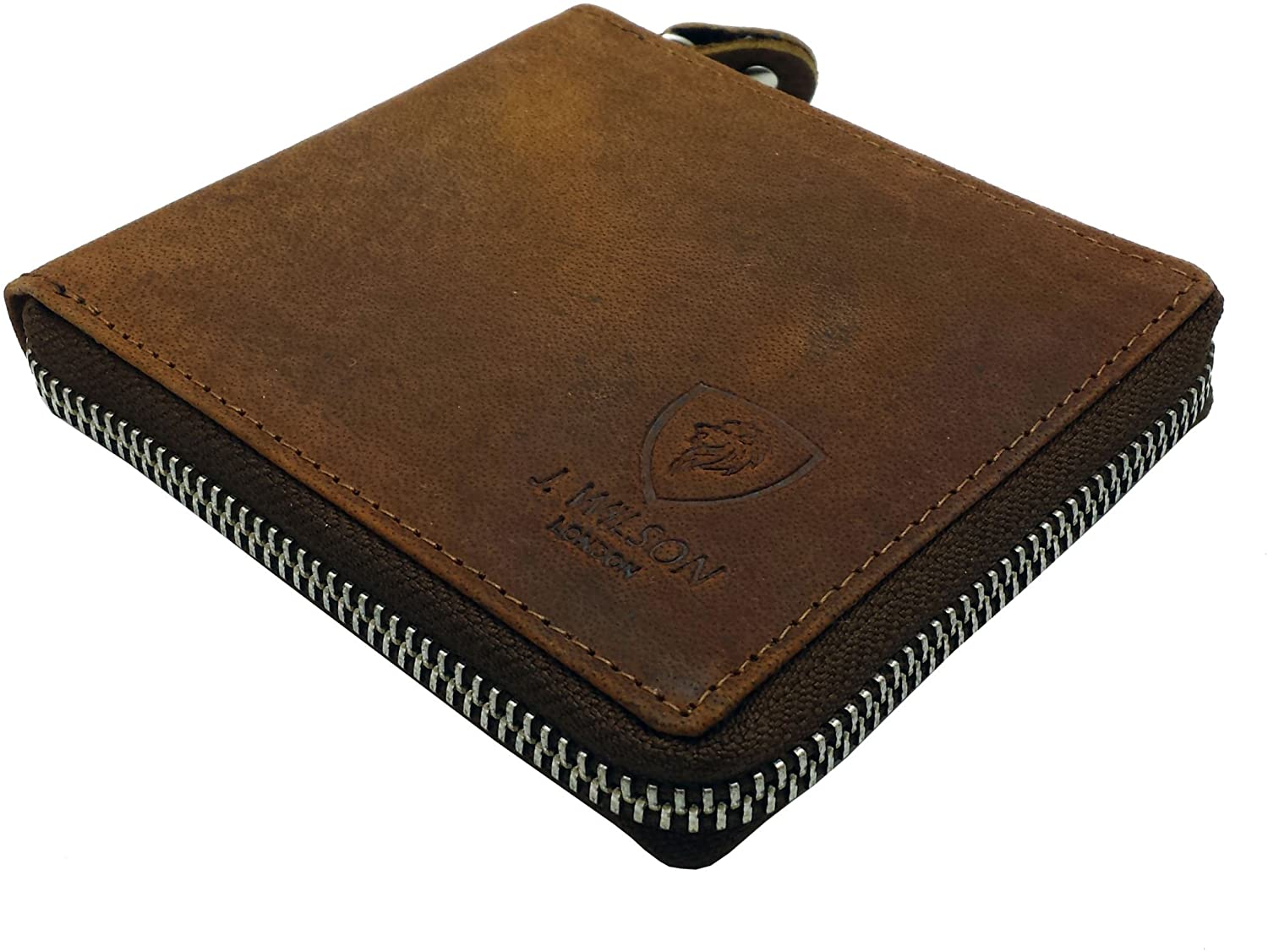 RFID Blocking Protection Distressed Brown Genuine Leather J Wilson