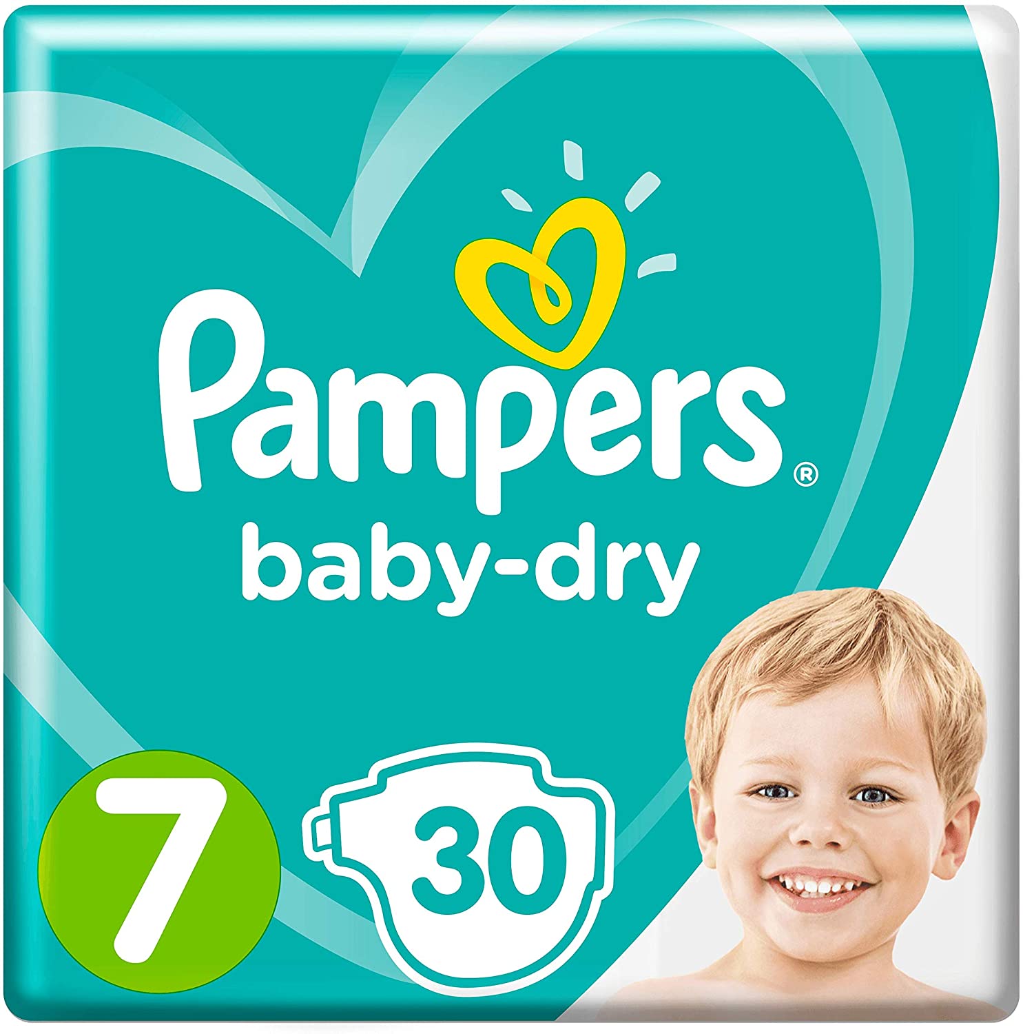 Pampers Baby-Dry Size 7, Pack of 30, White, Size 7 (30 Count)