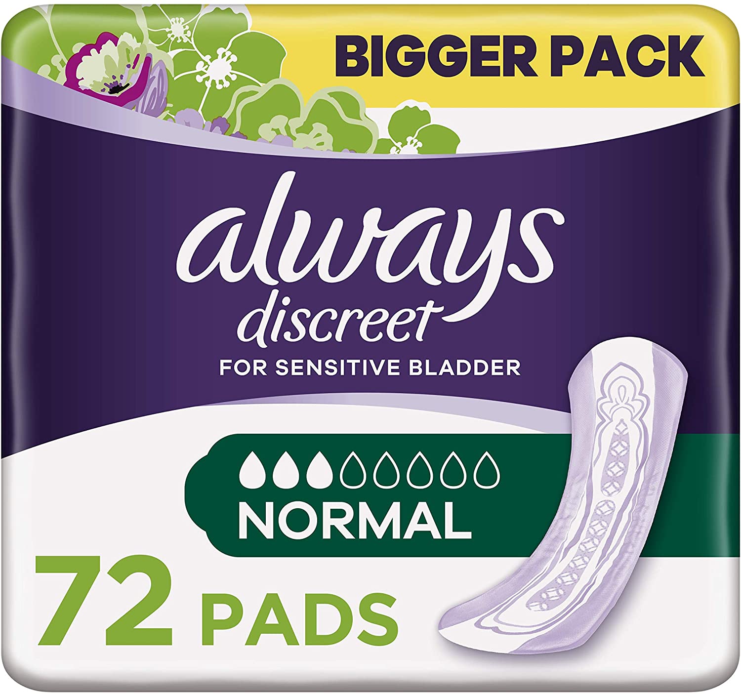 Always Discreet Incontinence Pants Women, Normal, 72 Moderate Absorbency Pads (6 x 12) Odour Lock, Saving Pack, for Sensitive Bladder