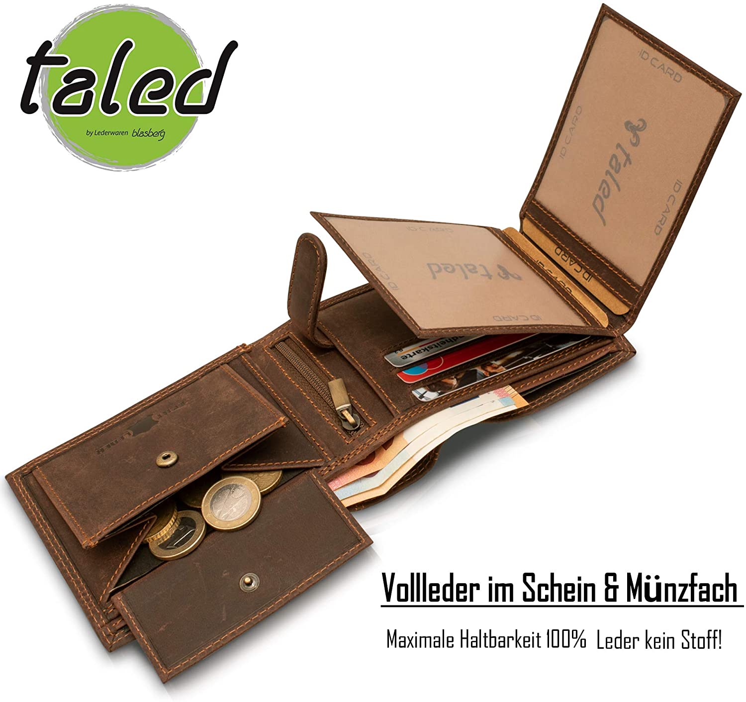TALED Wallet Made of Vintage Leather with RFID Protection in Brown - Image 3