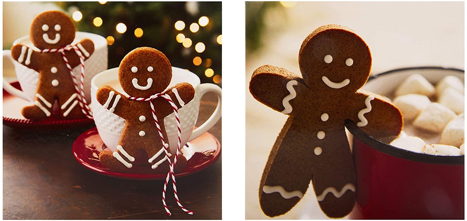 Hallmark Photographic Gingerbread Men Christmas Cards From The Studio - Pack of 10 In 2 Designs, Various, 16cm x 16cm