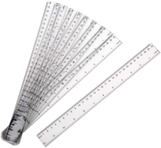 LUTER 10 Pieces Plastic Ruler with Inches and Metric Straight Ruler Transparent Ruler Measuring Tool for School, Office,Home (30 cm,12 Inches)