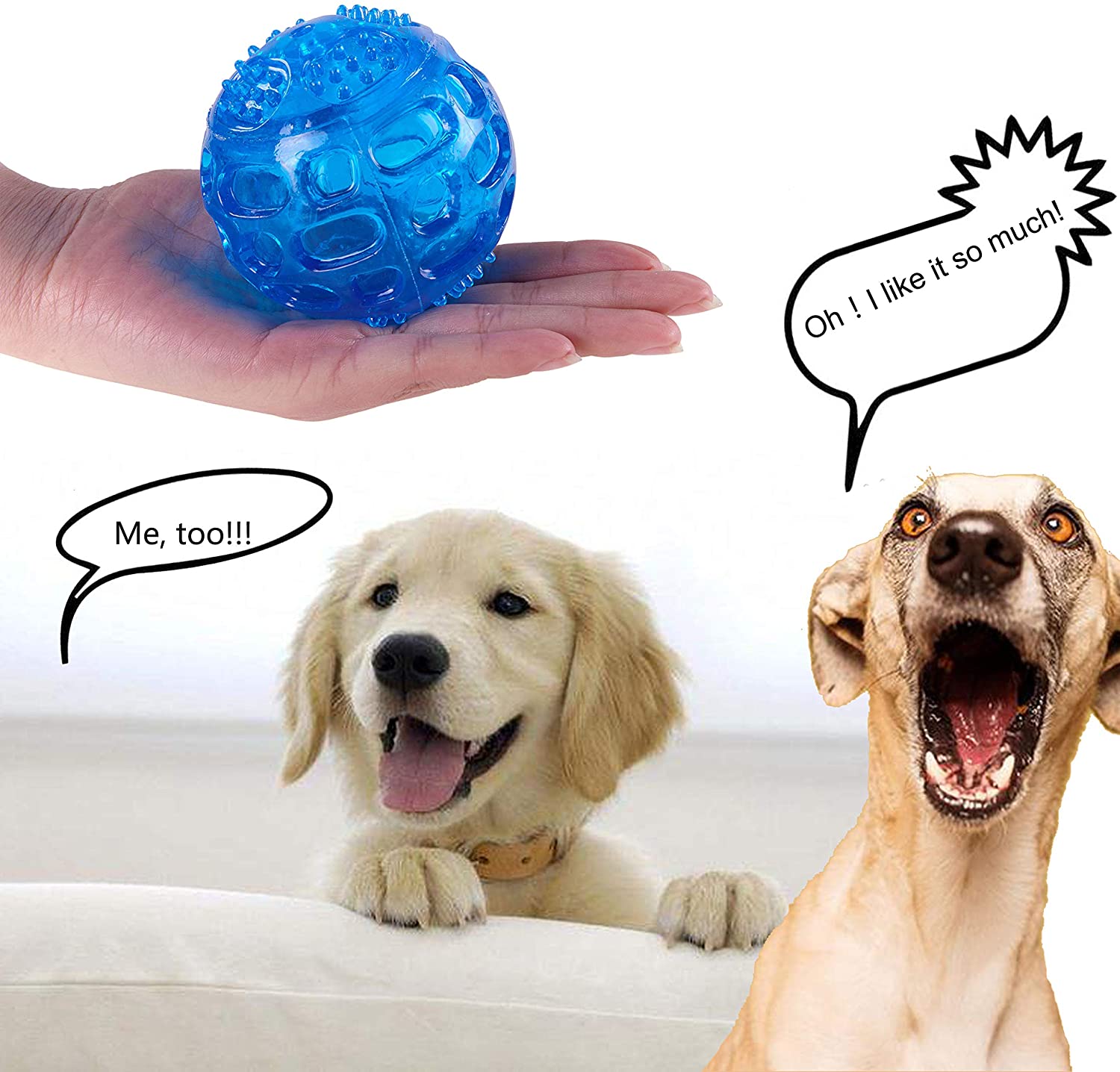 PETTOM Dog Ball Squeaky Toy Durable Small Dog Chew Toys Balls